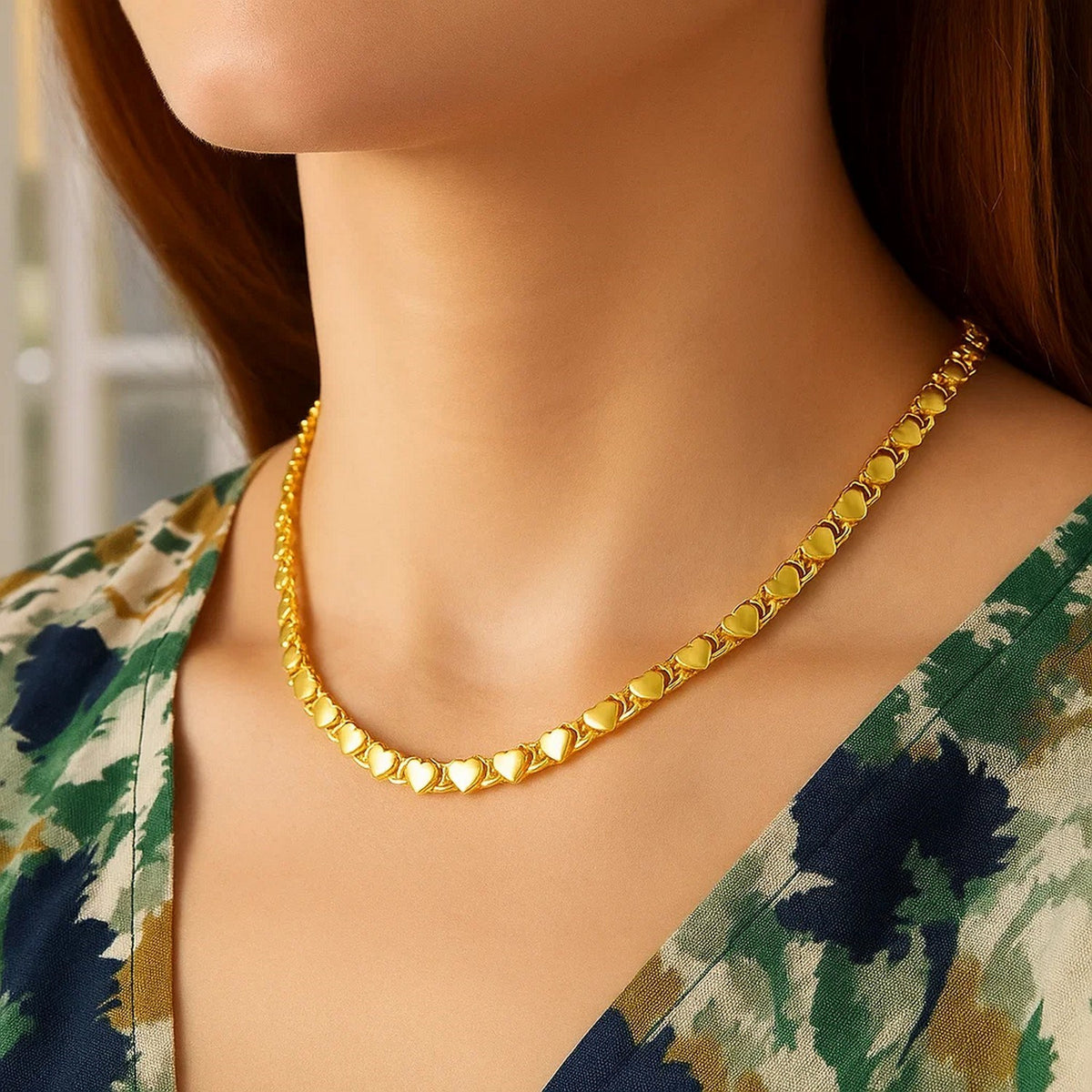 14k Yellow Gold Heart Chain