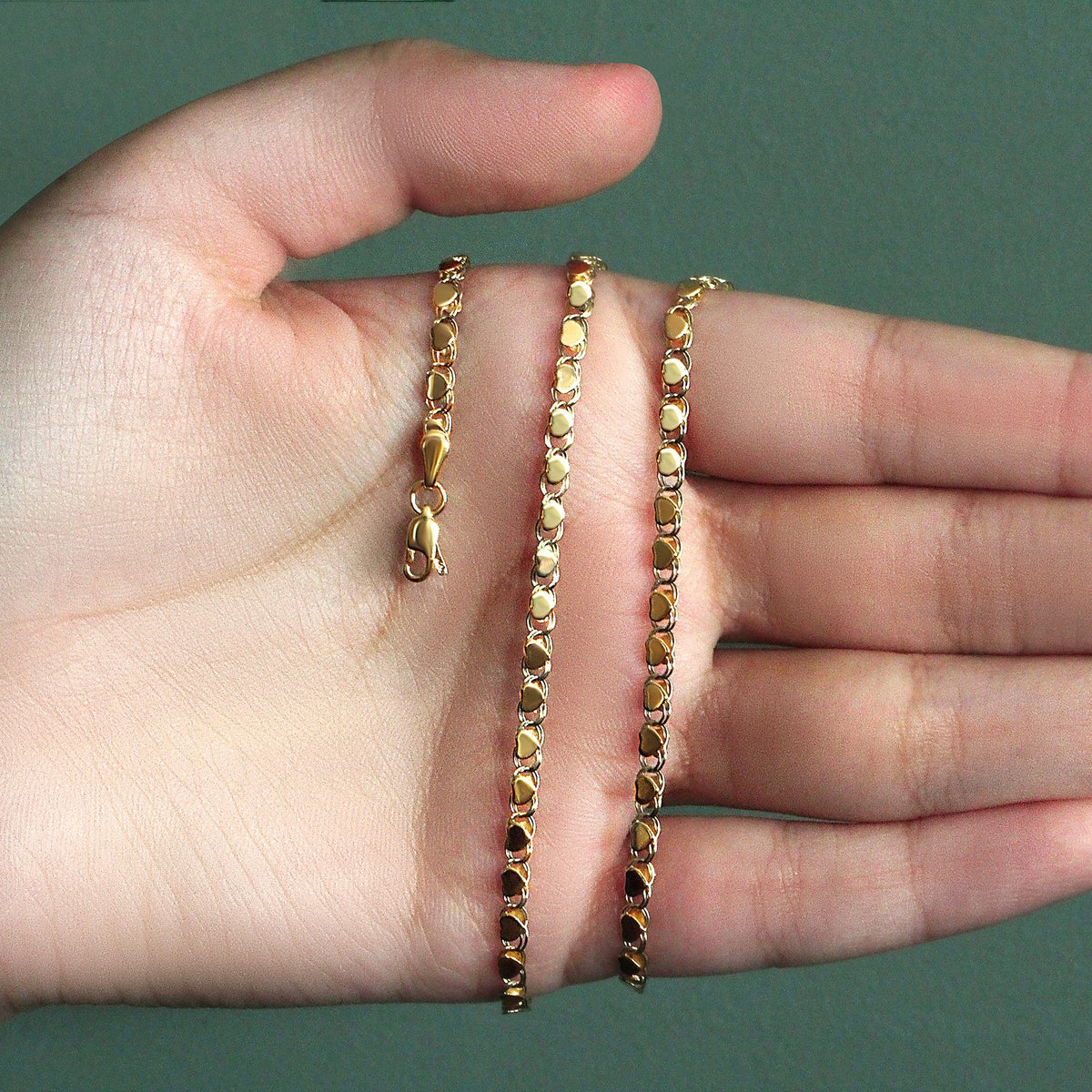 14k Yellow Gold Heart Chain