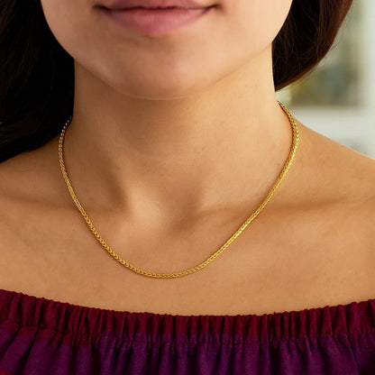 14k Rose Gold Diamond Cut Round Wheat Chain