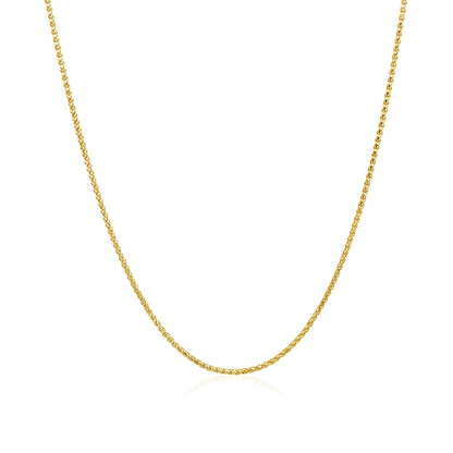 14k Rose Gold Diamond Cut Round Wheat Chain
