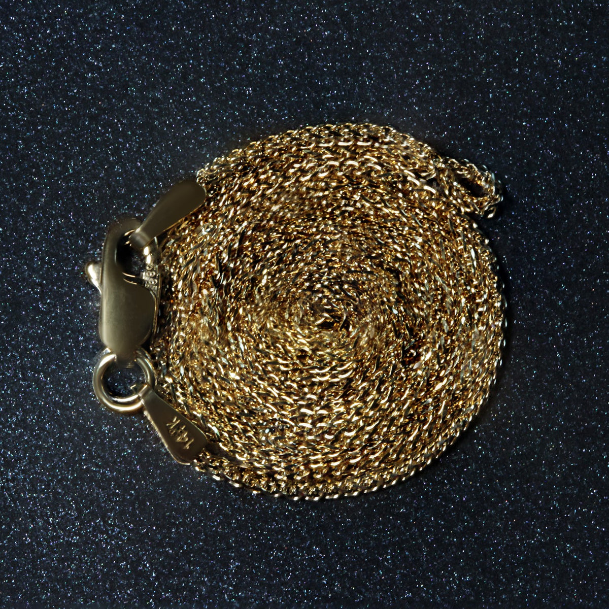 14k Rose Gold Diamond Cut Round Wheat Chain