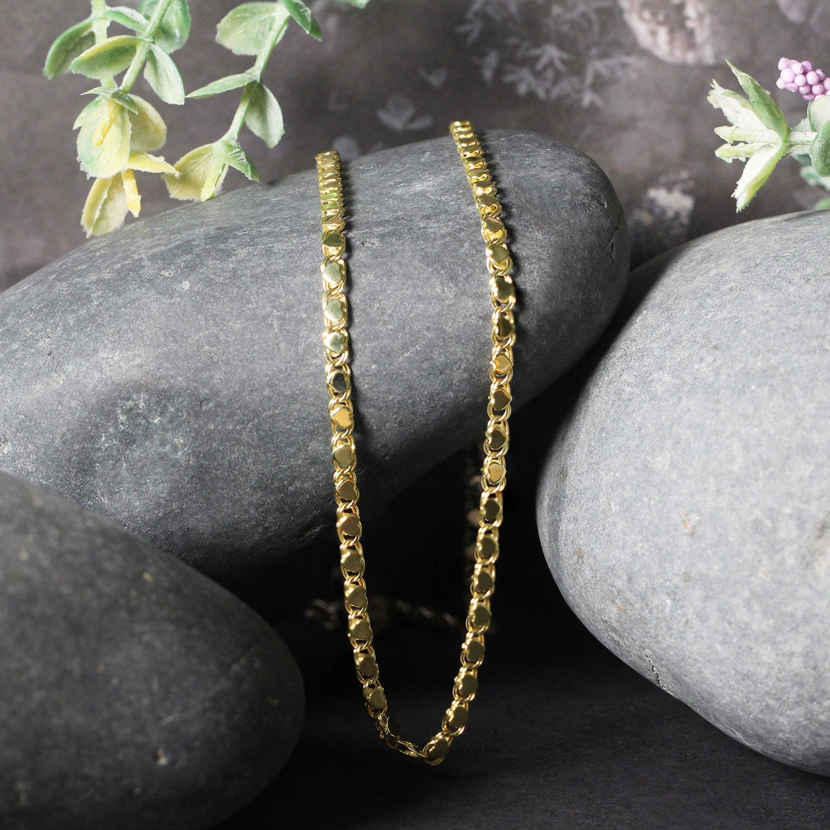 14k Yellow Gold Heart Chain