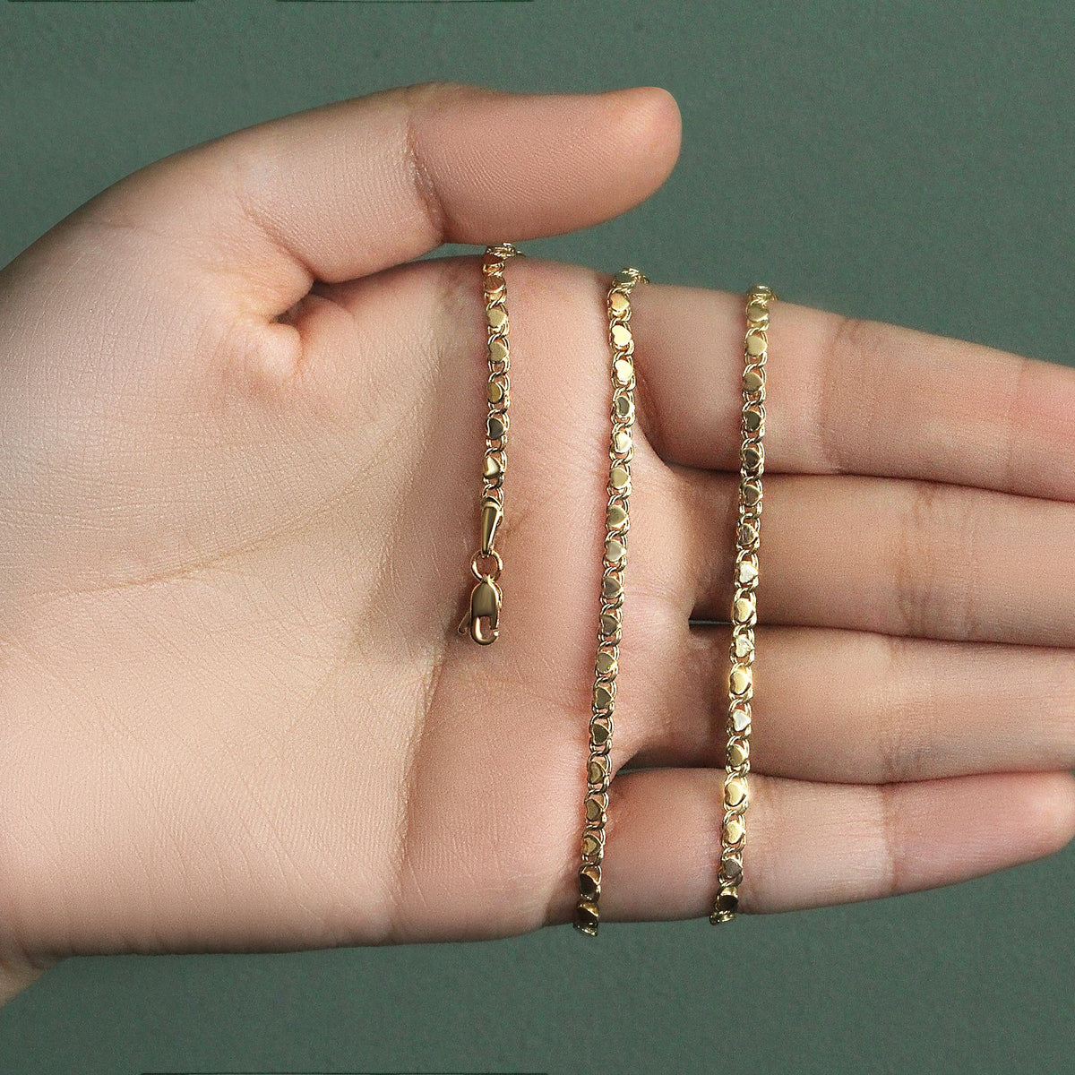 14k Yellow Gold Heart Chain