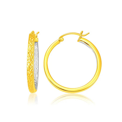 Two-Tone Yellow and Medium Patterned Hoop Earrings