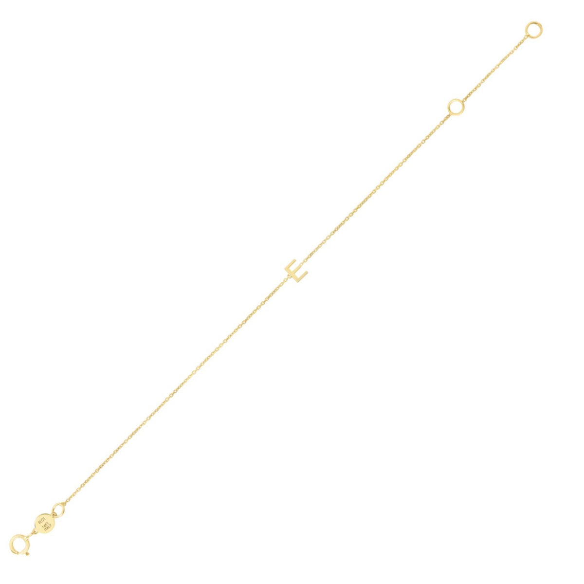 14K Yellow Gold Mini Initial E Bracelet