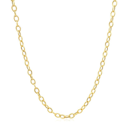 14k Yellow Gold Pendant Chain with Textured Links