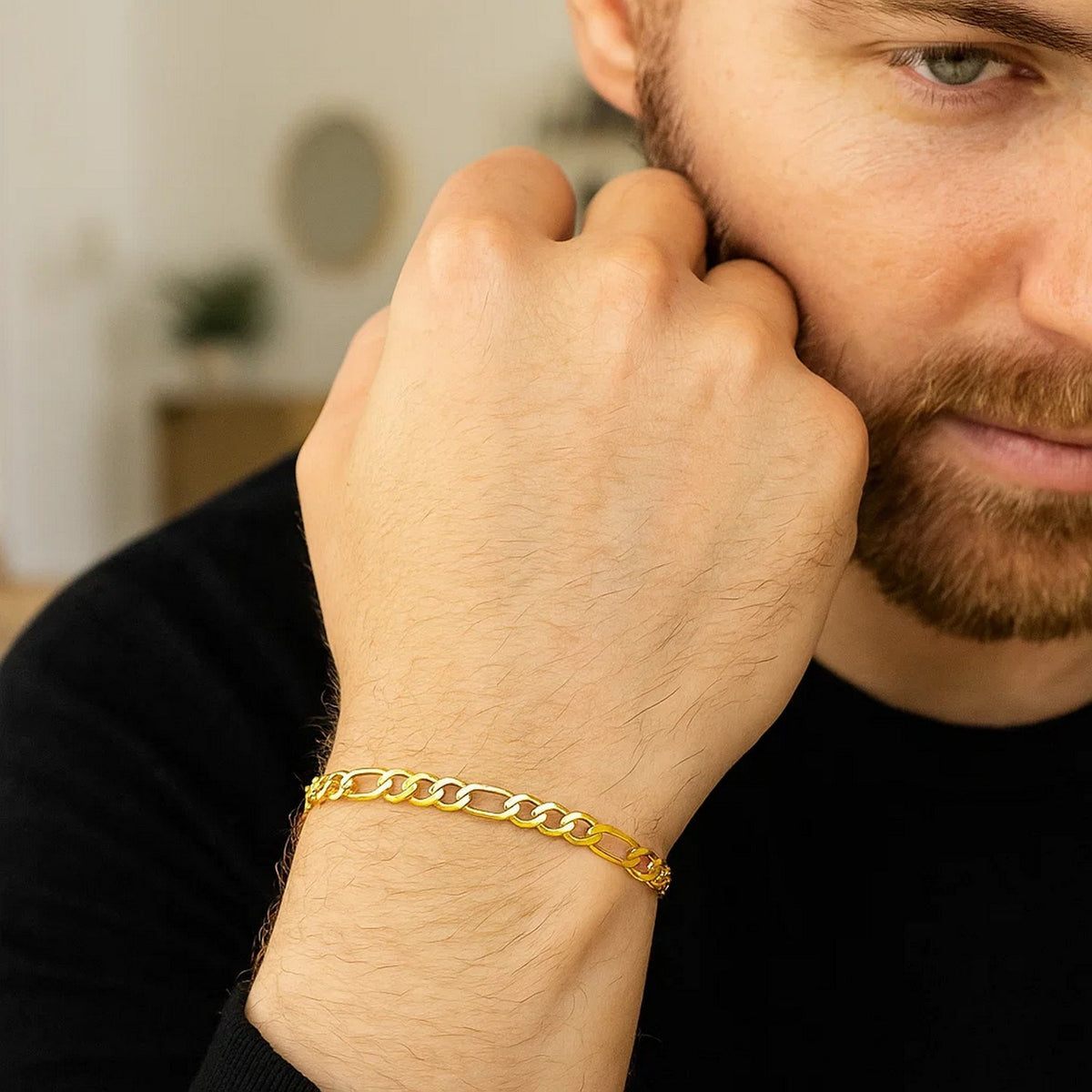 14k Solid Figaro Bracelet (3.00 mm)