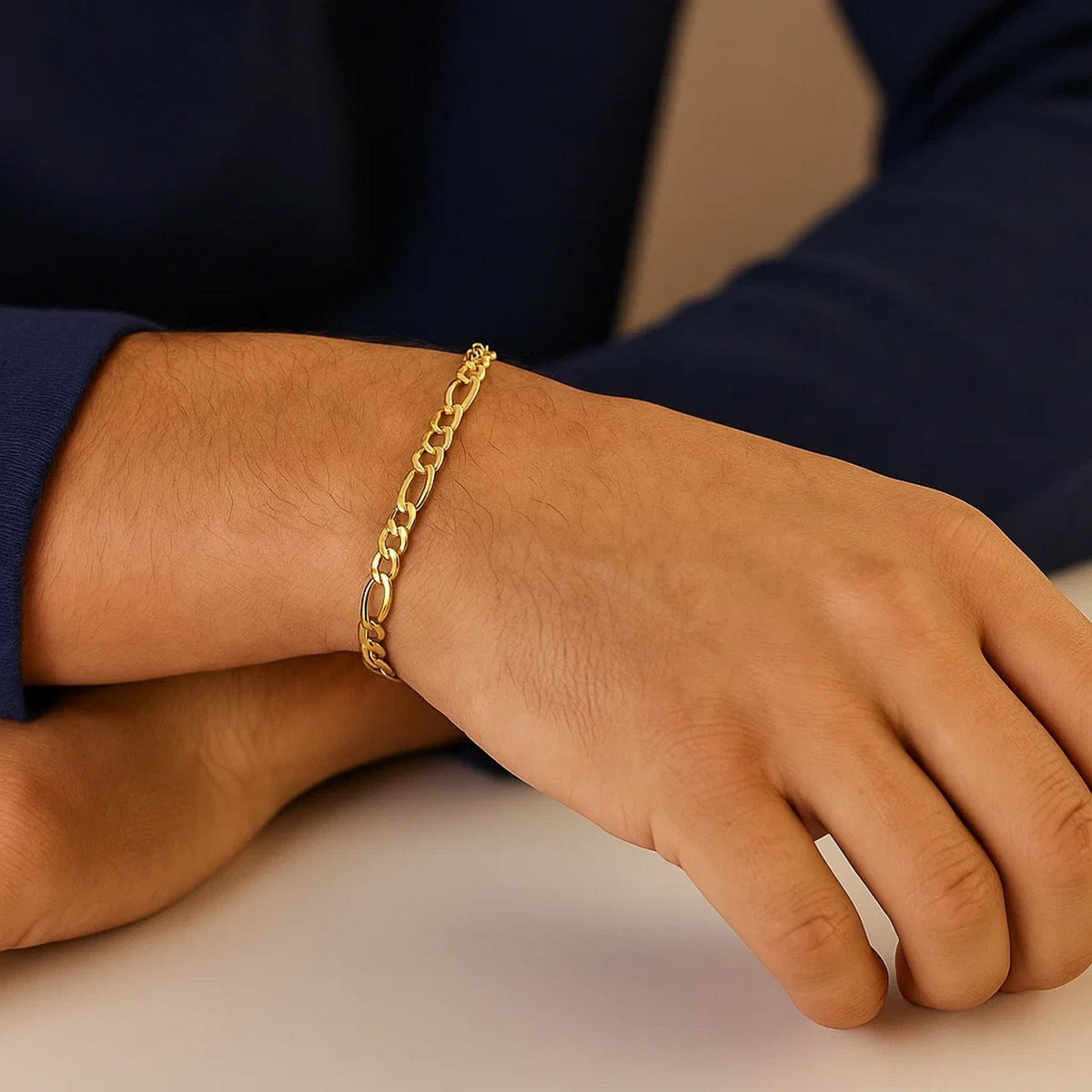 14k Solid Figaro Bracelet (3.00 mm)