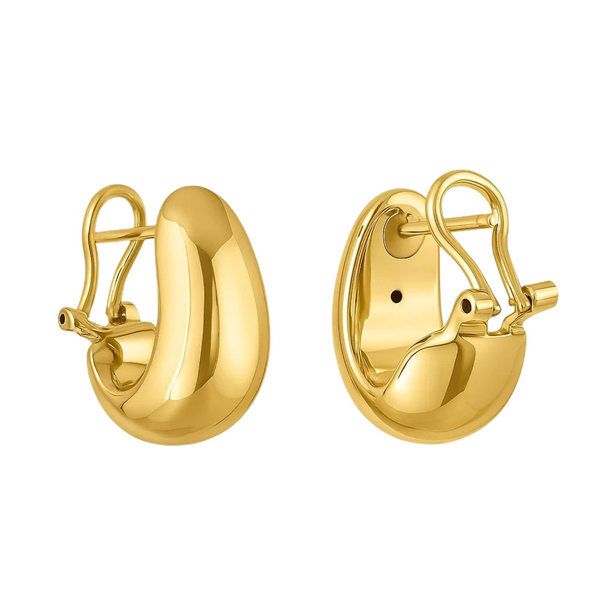 14k Yellow Gold Fancy Omega Hoops