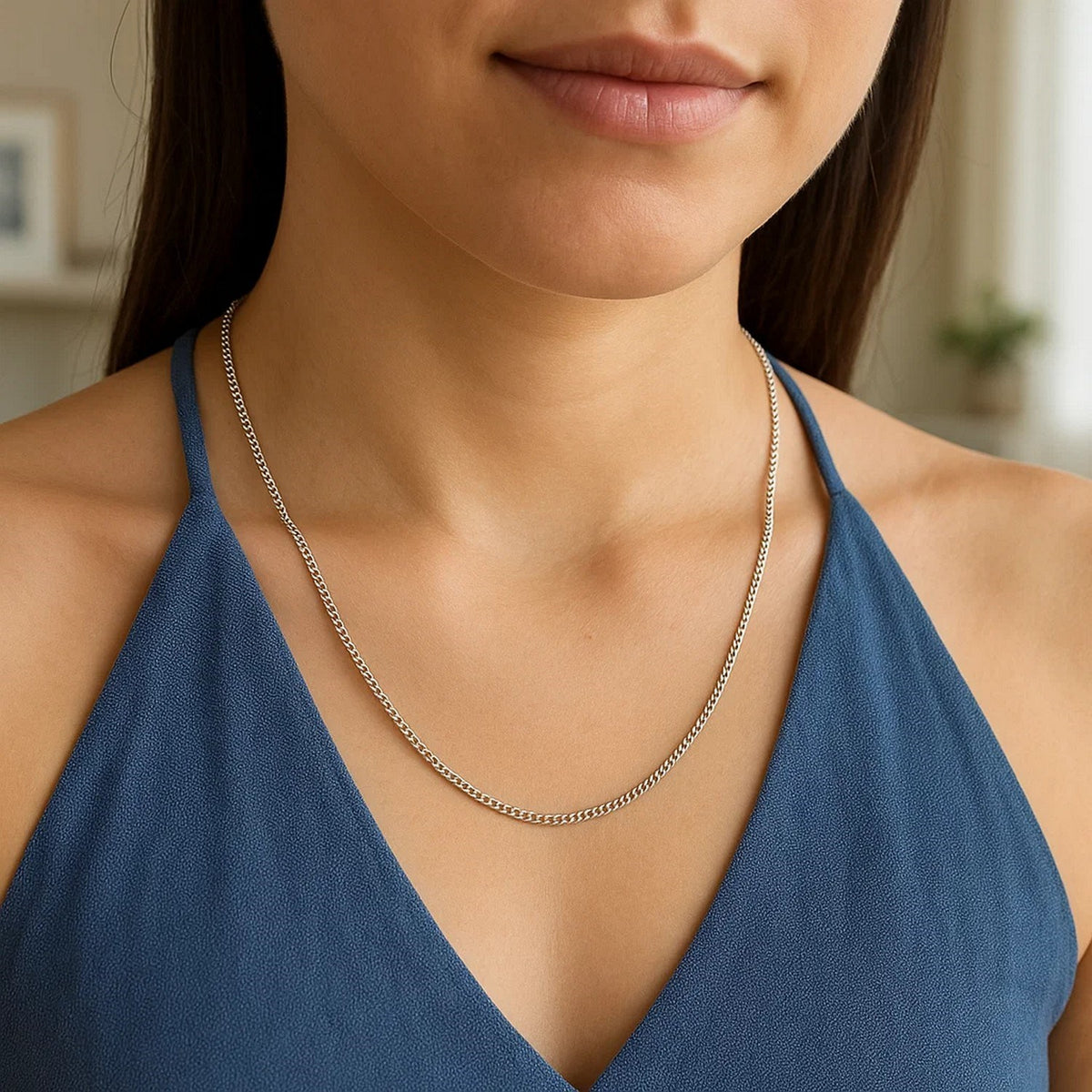 14K White Gold Gourmette Chain
