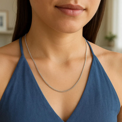 14K White Gold Gourmette Chain