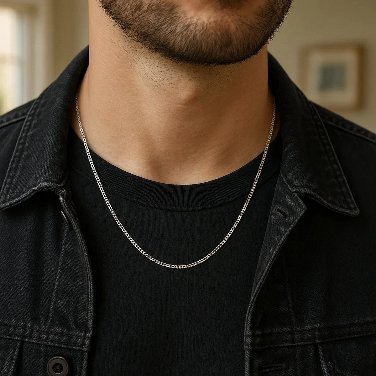 14K White Gold Gourmette Chain
