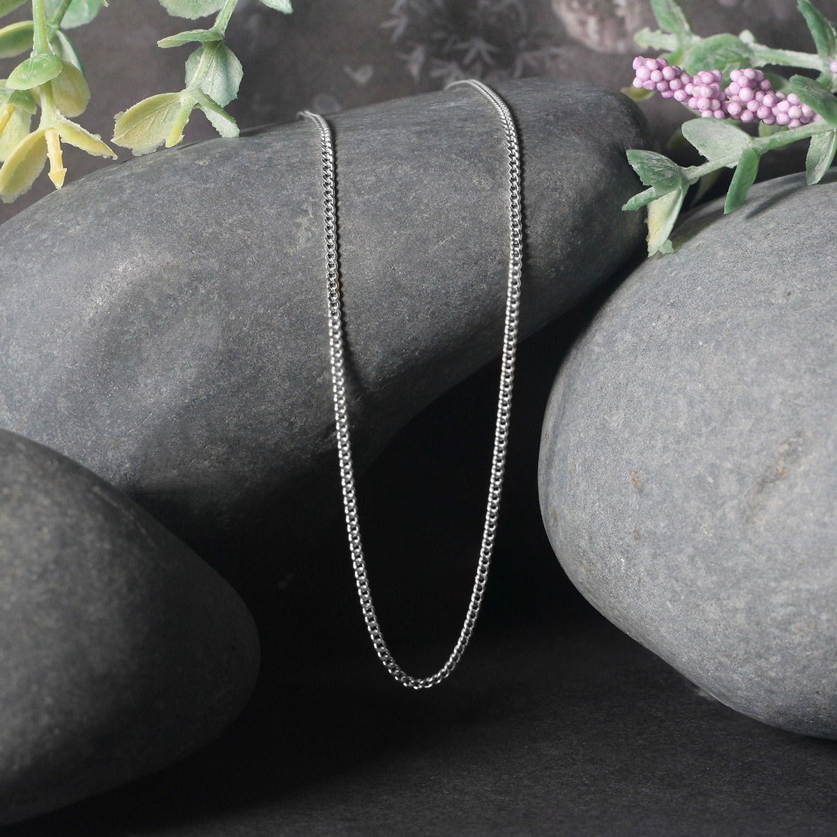 14K White Gold Gourmette Chain