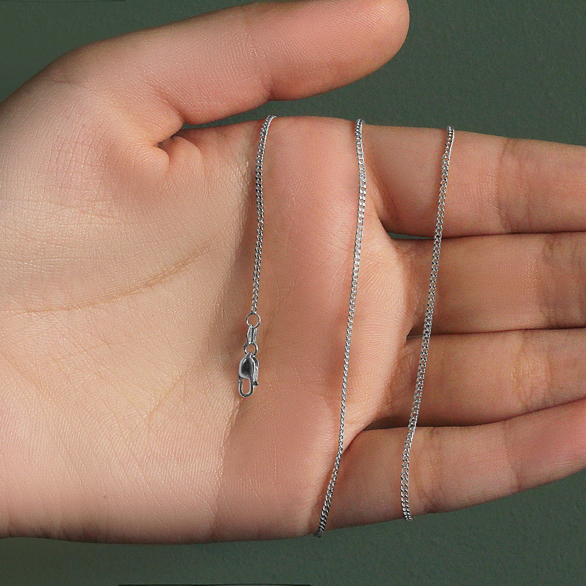 14K White Gold Gourmette Chain