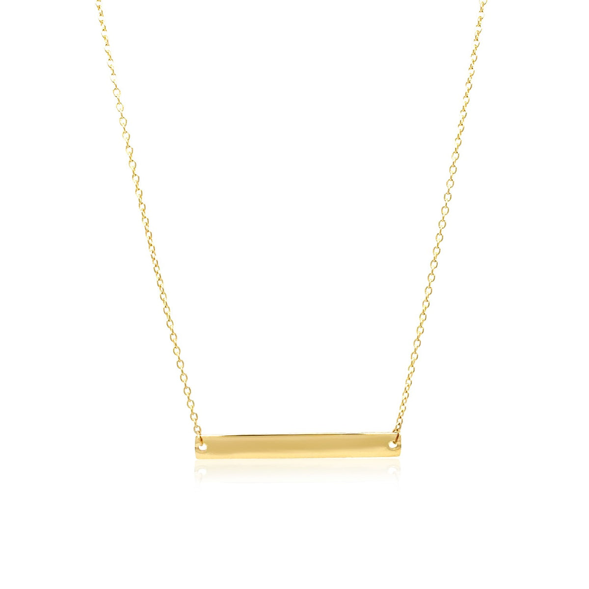 14k Smooth Flat Horizontal Bar Style Necklace