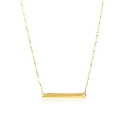 14k Smooth Flat Horizontal Bar Style Necklace