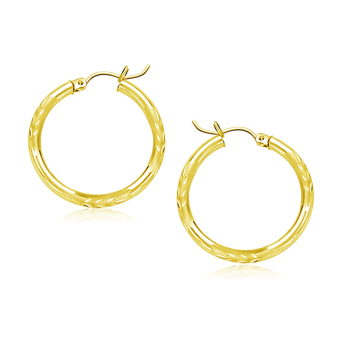 14k Diamond Cut Hoop Earrings