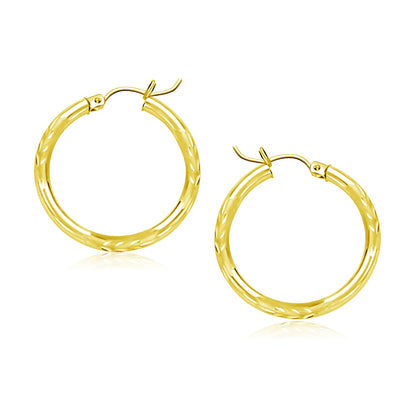 14k Diamond Cut Hoop Earrings