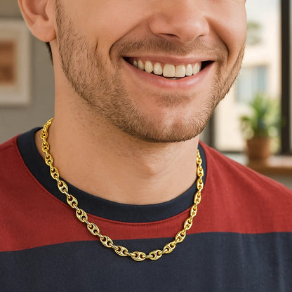 14k Yellow Gold Puffed Mariner Link Chain