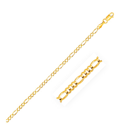 14k Solid Figaro Bracelet (3.00 mm)
