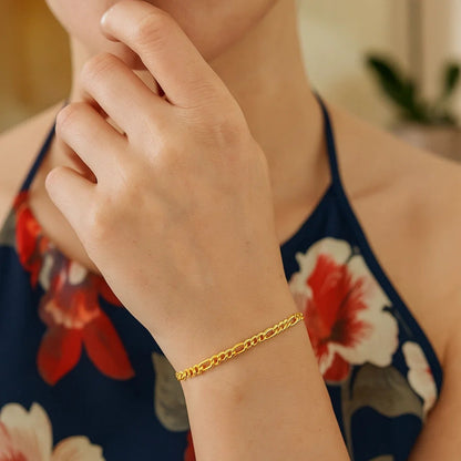 14k Solid Figaro Bracelet (3.00 mm)