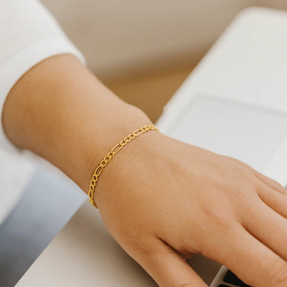 14k Solid Figaro Bracelet (3.00 mm)
