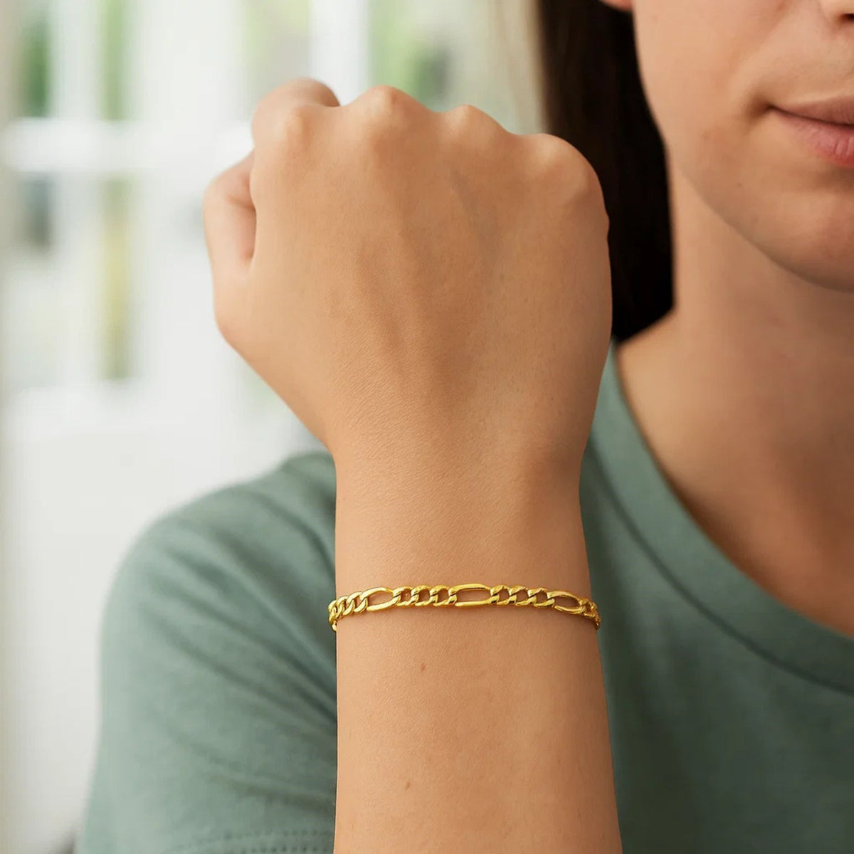 14k Solid Figaro Bracelet (3.00 mm)
