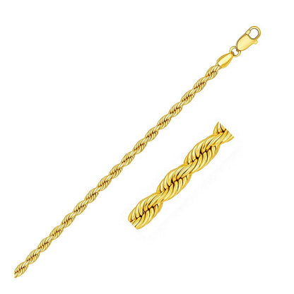 14k Yellow Gold Solid Rope Bracelet (2.50 mm)