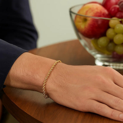 14k Yellow Gold Solid Rope Bracelet (2.50 mm)