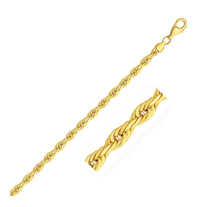 14k Solid Diamond Cut Rope Bracelet (4.00 mm)
