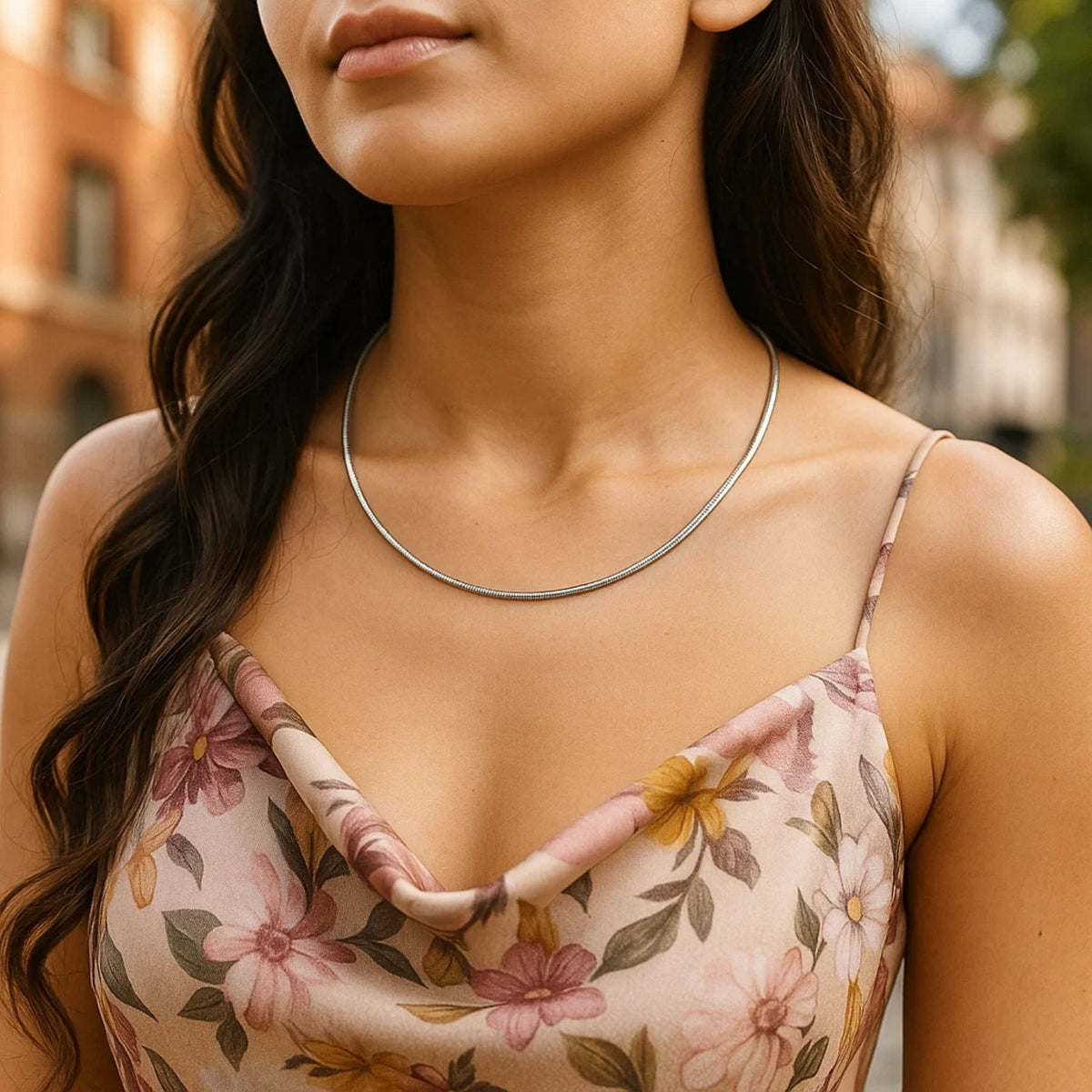 14k Necklace in a Round Omega Chain Style