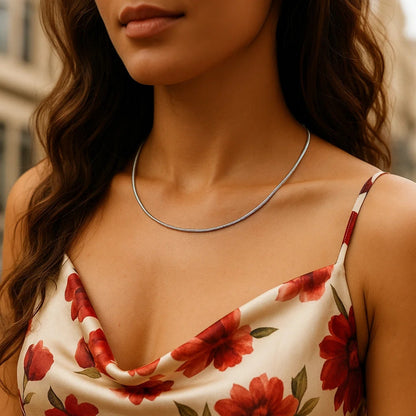 14k Necklace in a Round Omega Chain Style