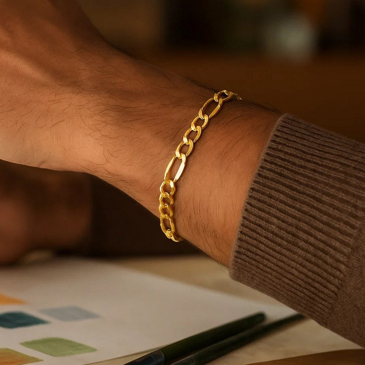 14k Yellow Gold Lite Figaro Bracelet (4.70 mm)