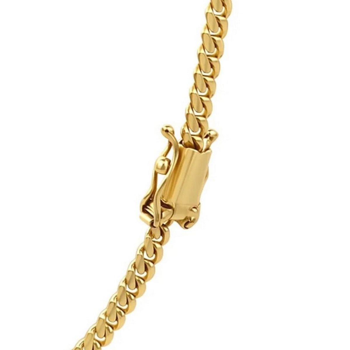 4.0mm 14k Yellow Gold Classic Solid Miami Cuban Chain