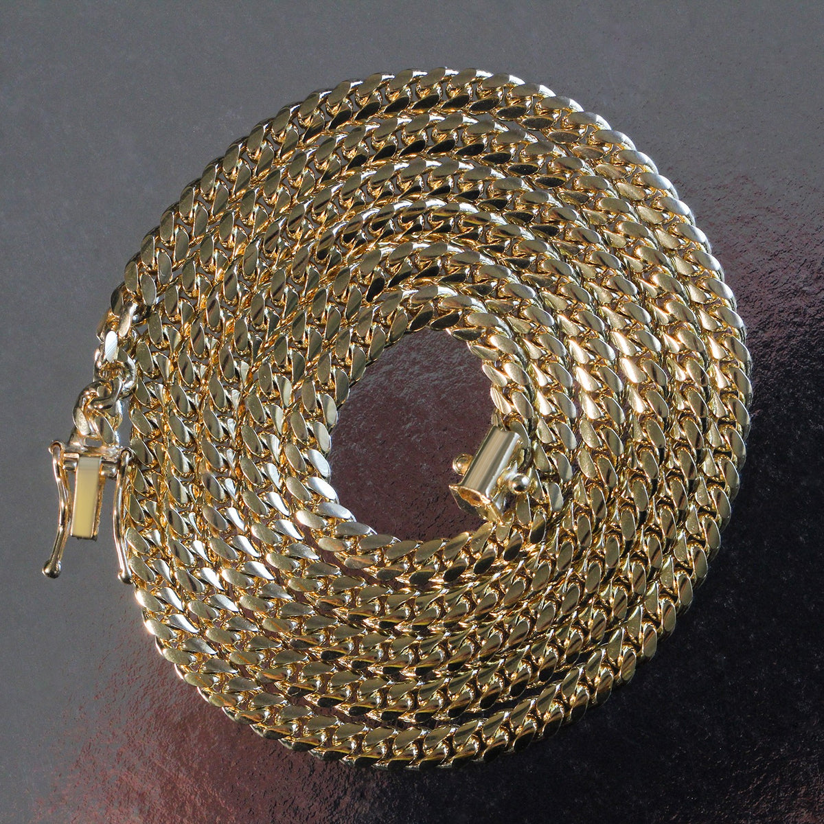 4.0mm 14k Yellow Gold Classic Solid Miami Cuban Chain