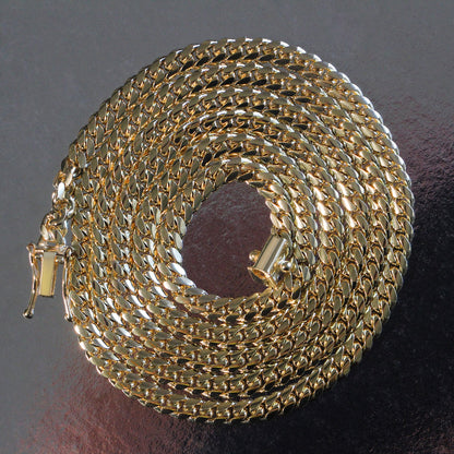 4.0mm 14k Yellow Gold Classic Solid Miami Cuban Chain
