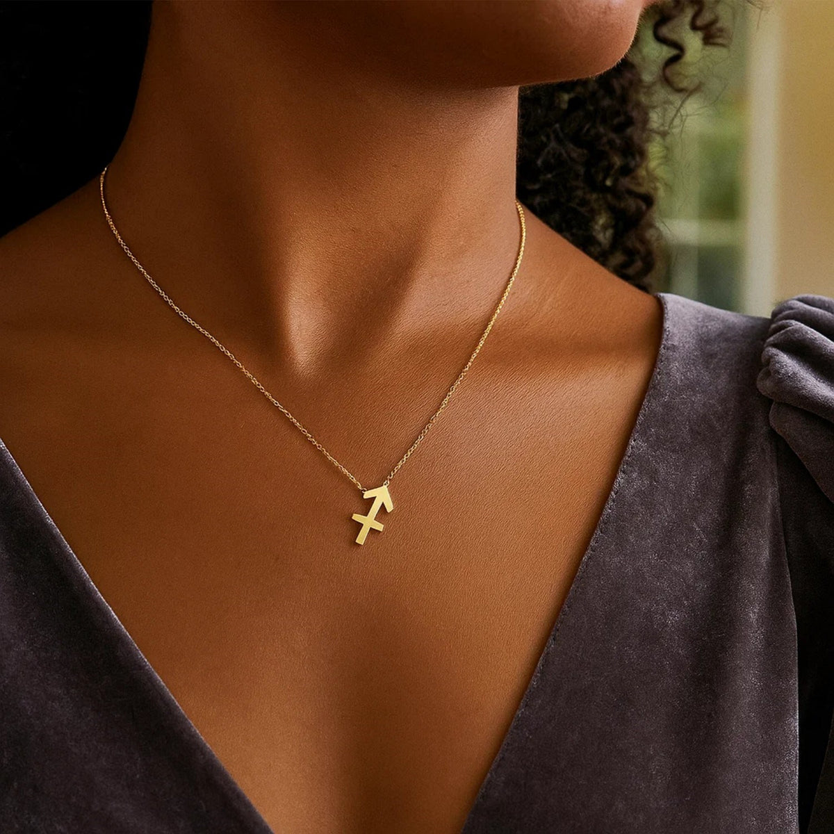 14K Yellow Gold Sagittarius Necklace