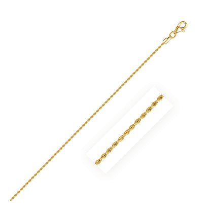 14k Yellow Gold Solid Diamond Cut Rope Chain