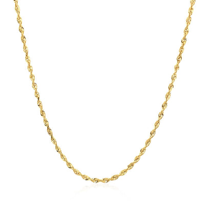 14k Yellow Gold Solid Diamond Cut Rope Chain
