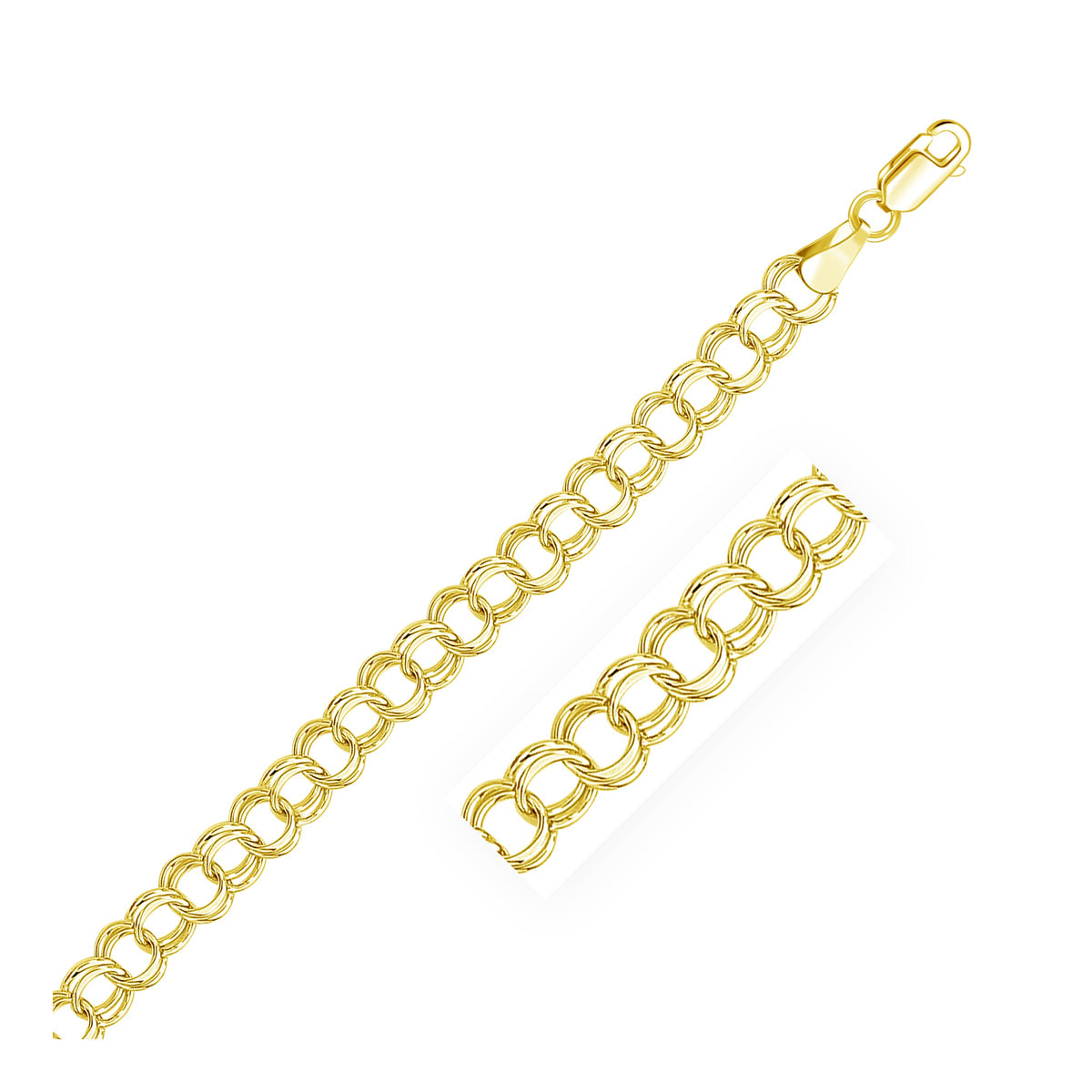 14k Solid Double Link Charm Bracelet (5.00 mm)