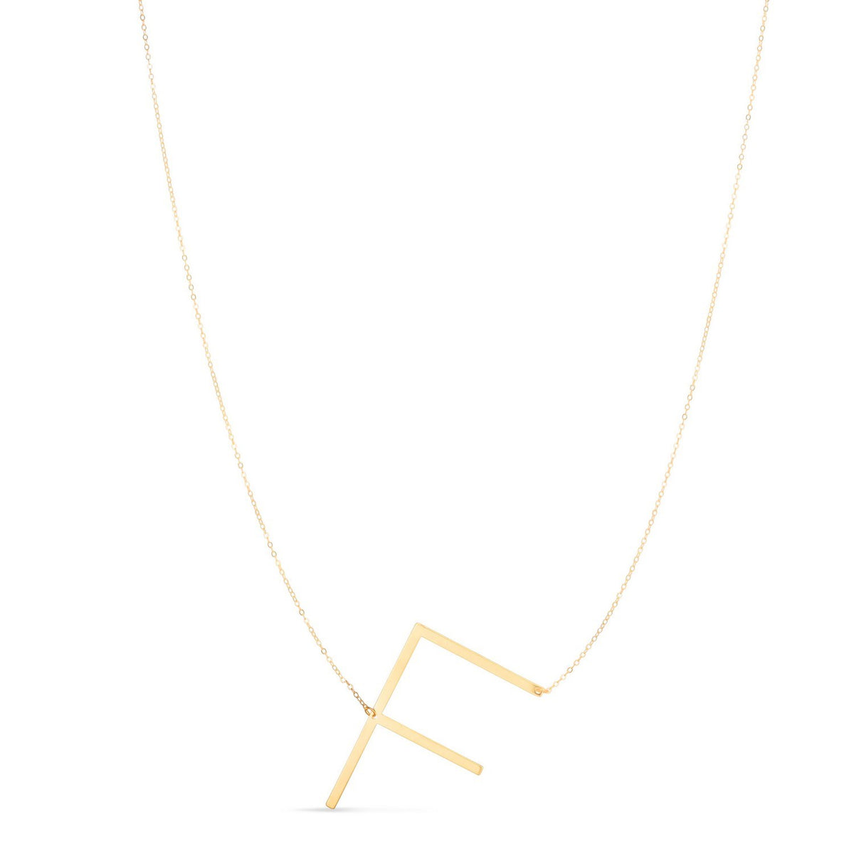 14K Yellow Gold Yours Truly Large Initial F Necklace