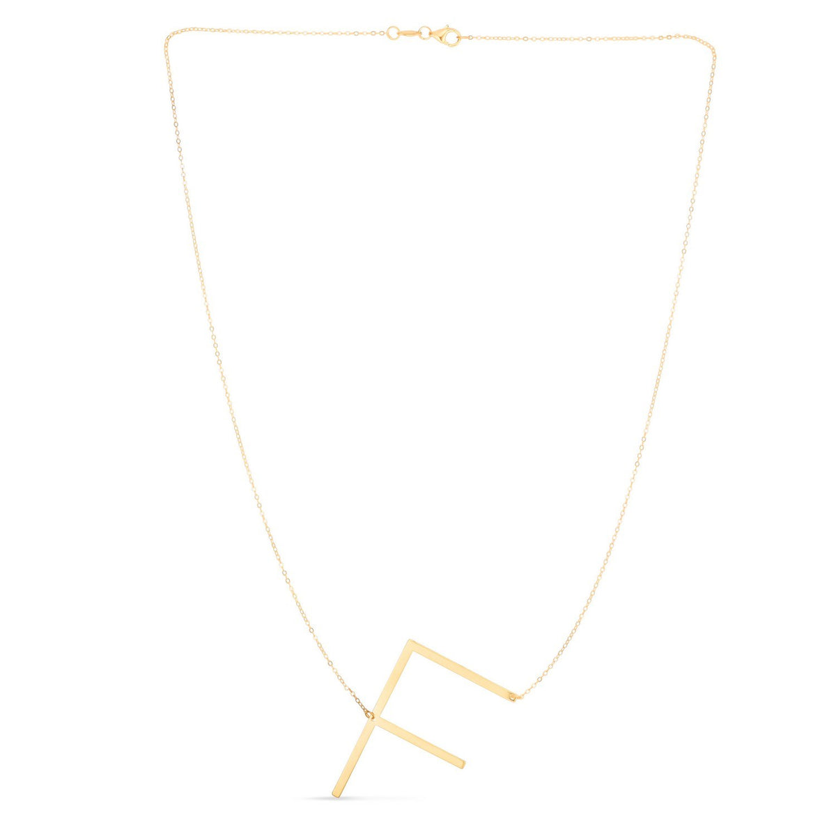 14K Yellow Gold Yours Truly Large Initial F Necklace