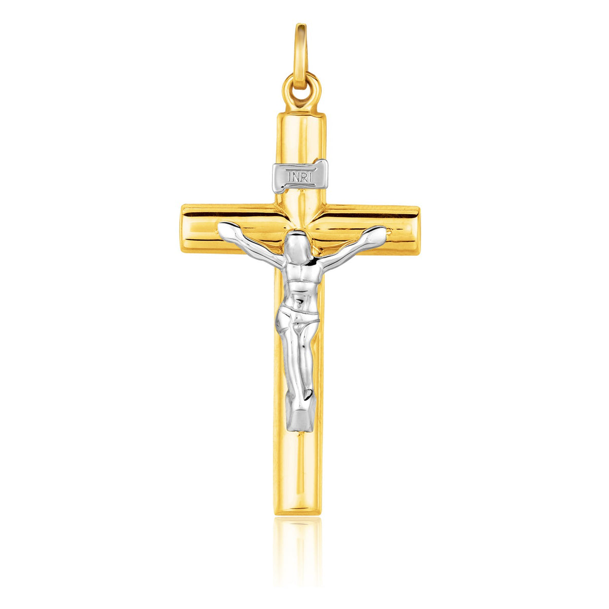 14k Two Tone Gold Cross Pendant - 7777