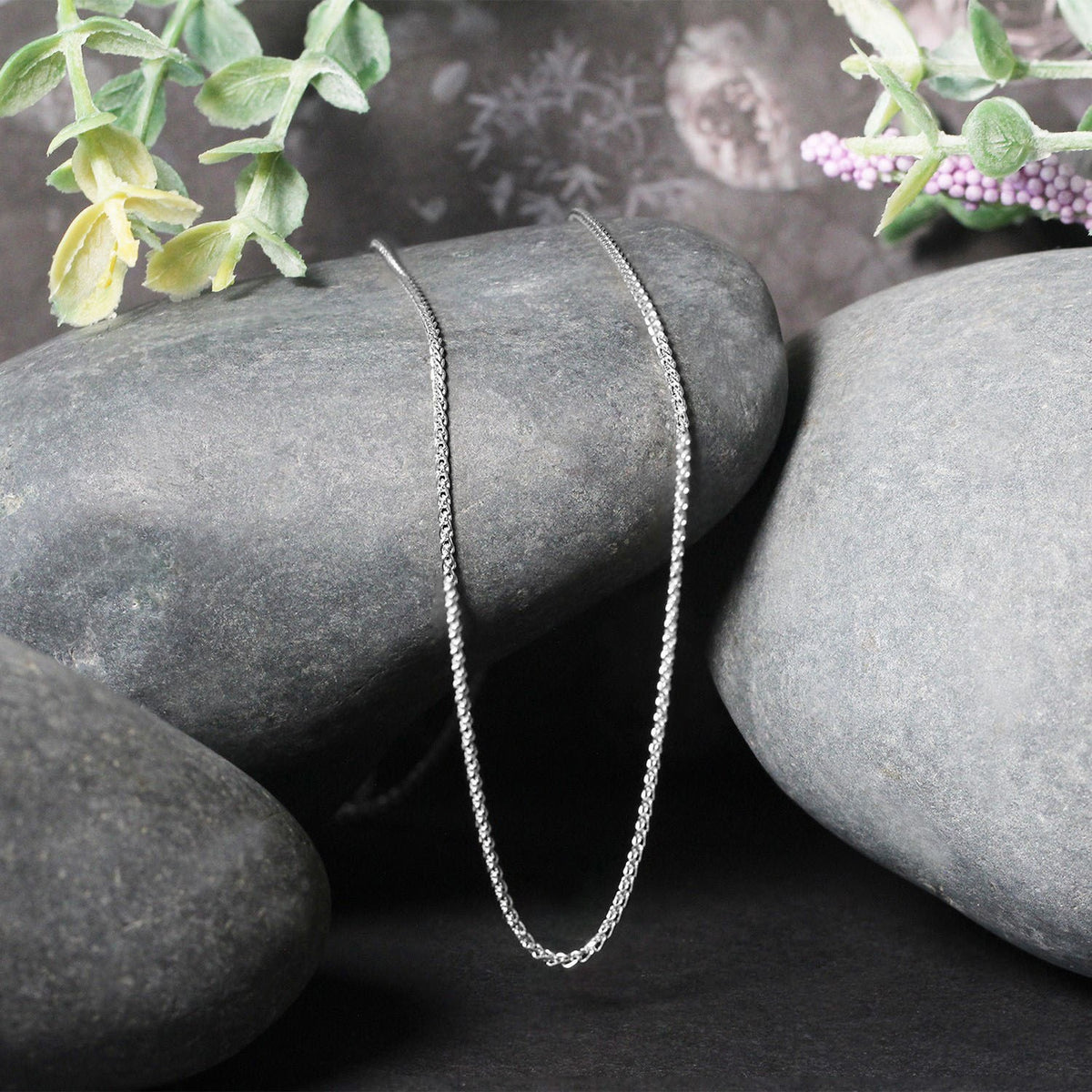 14k Rose Gold Diamond Cut Round Wheat Chain