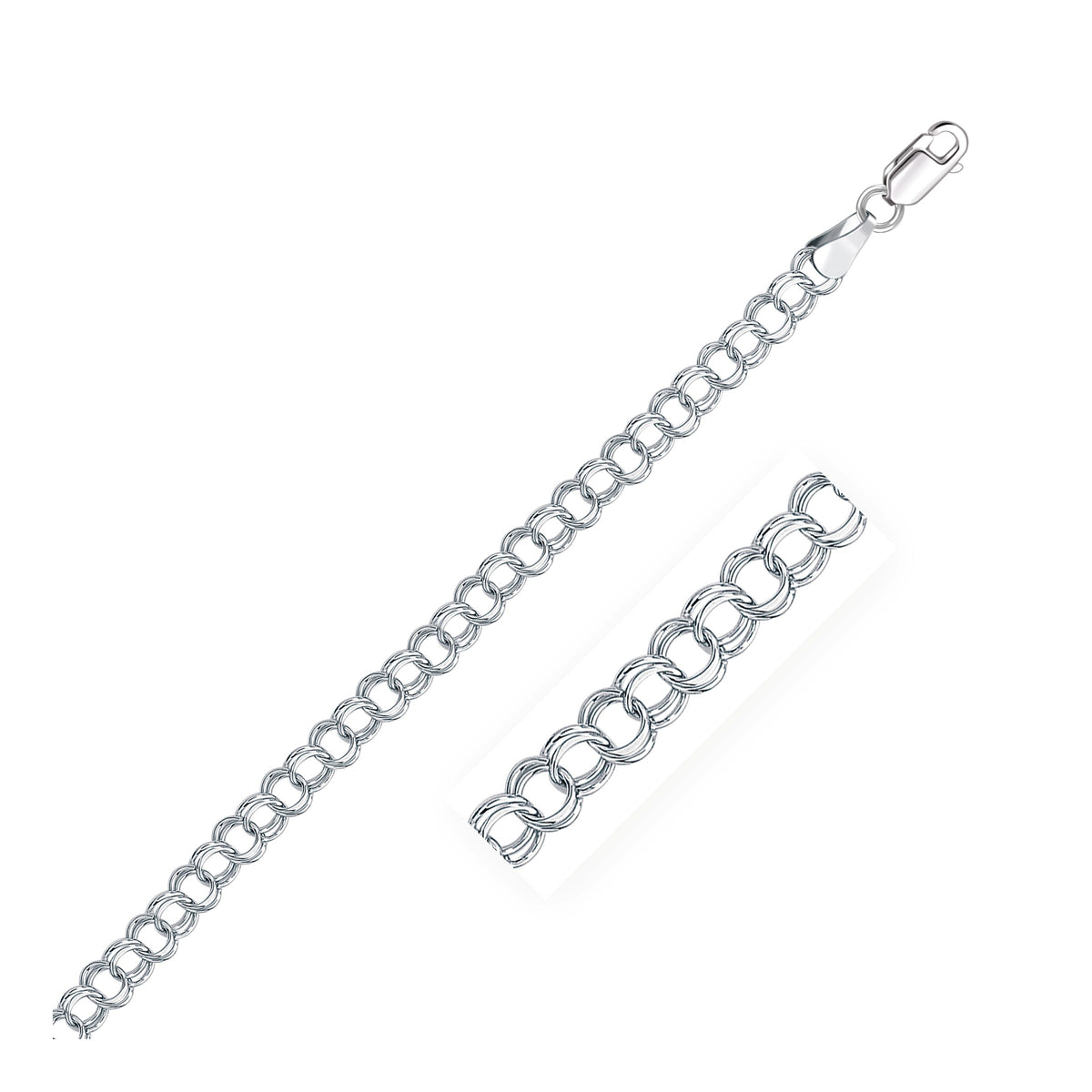 14k Solid Double Link Charm Bracelet (5.00 mm)