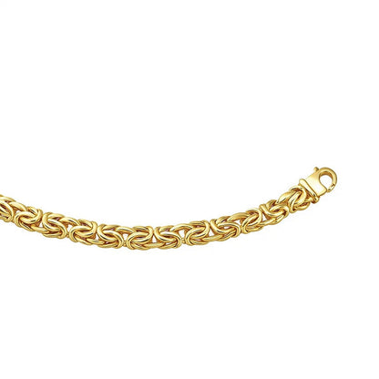 14k Yellow Gold Byzantine Link Stylish Bracelet (9.00 mm)