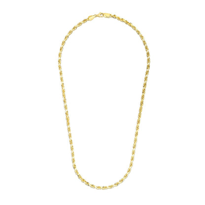 14k Yellow Gold Solid Diamond Cut Rope Chain