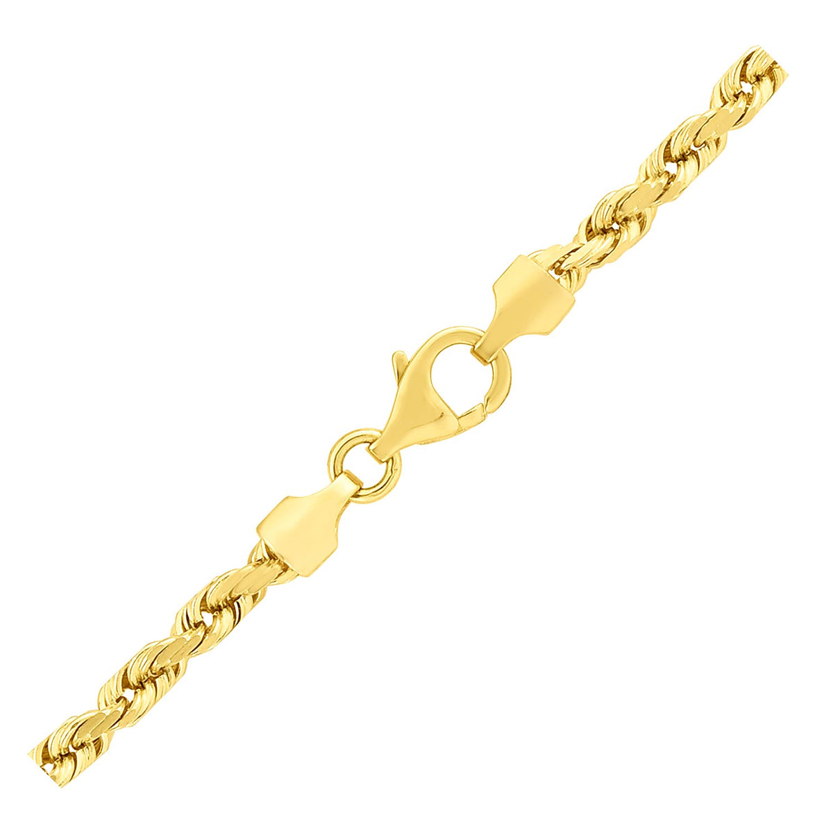 14k Yellow Gold Solid Diamond Cut Rope Chain