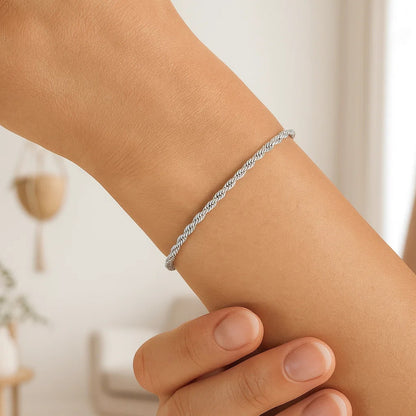 14k Solid Diamond Cut Rope Bracelet (4.00 mm)