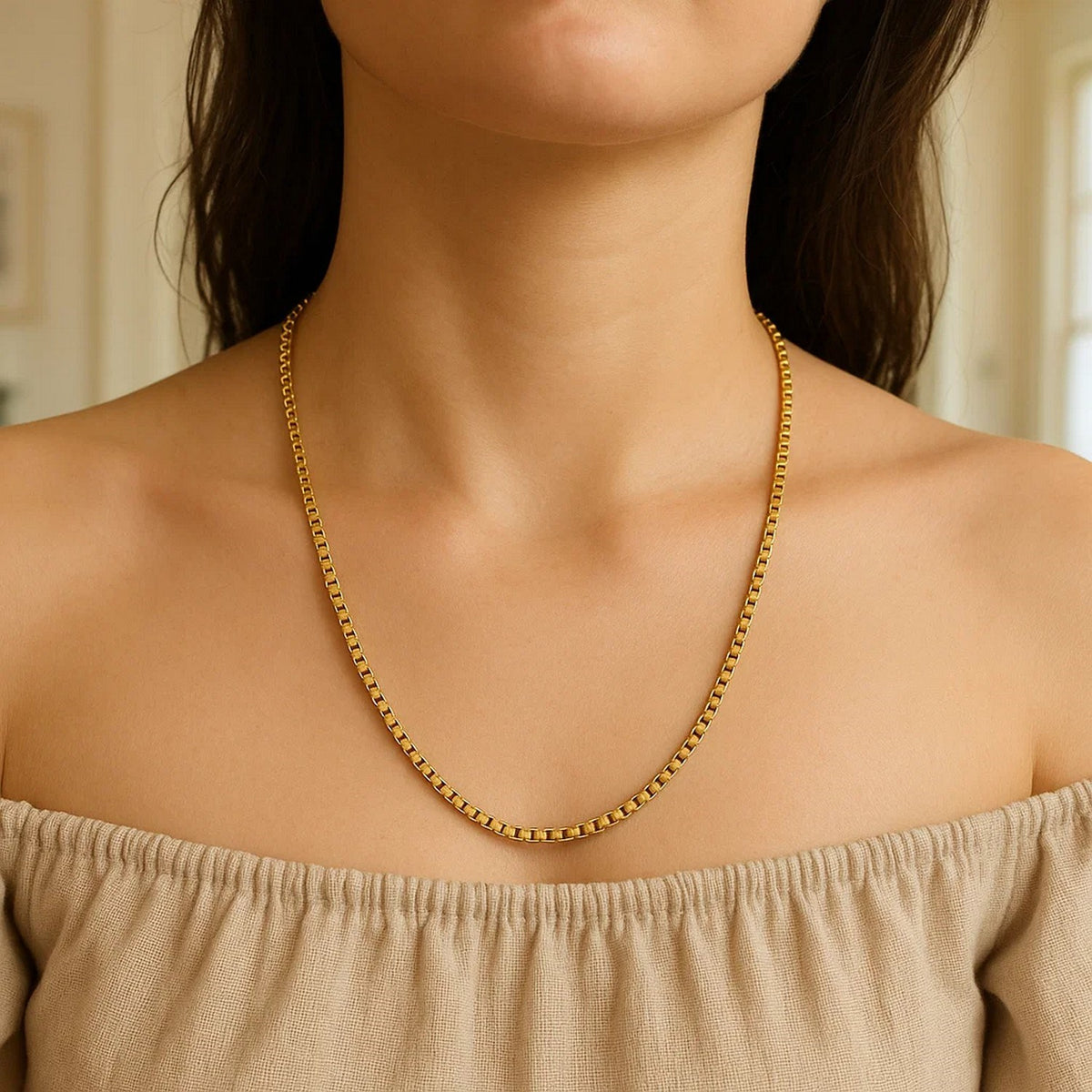 14k Round Box Chain